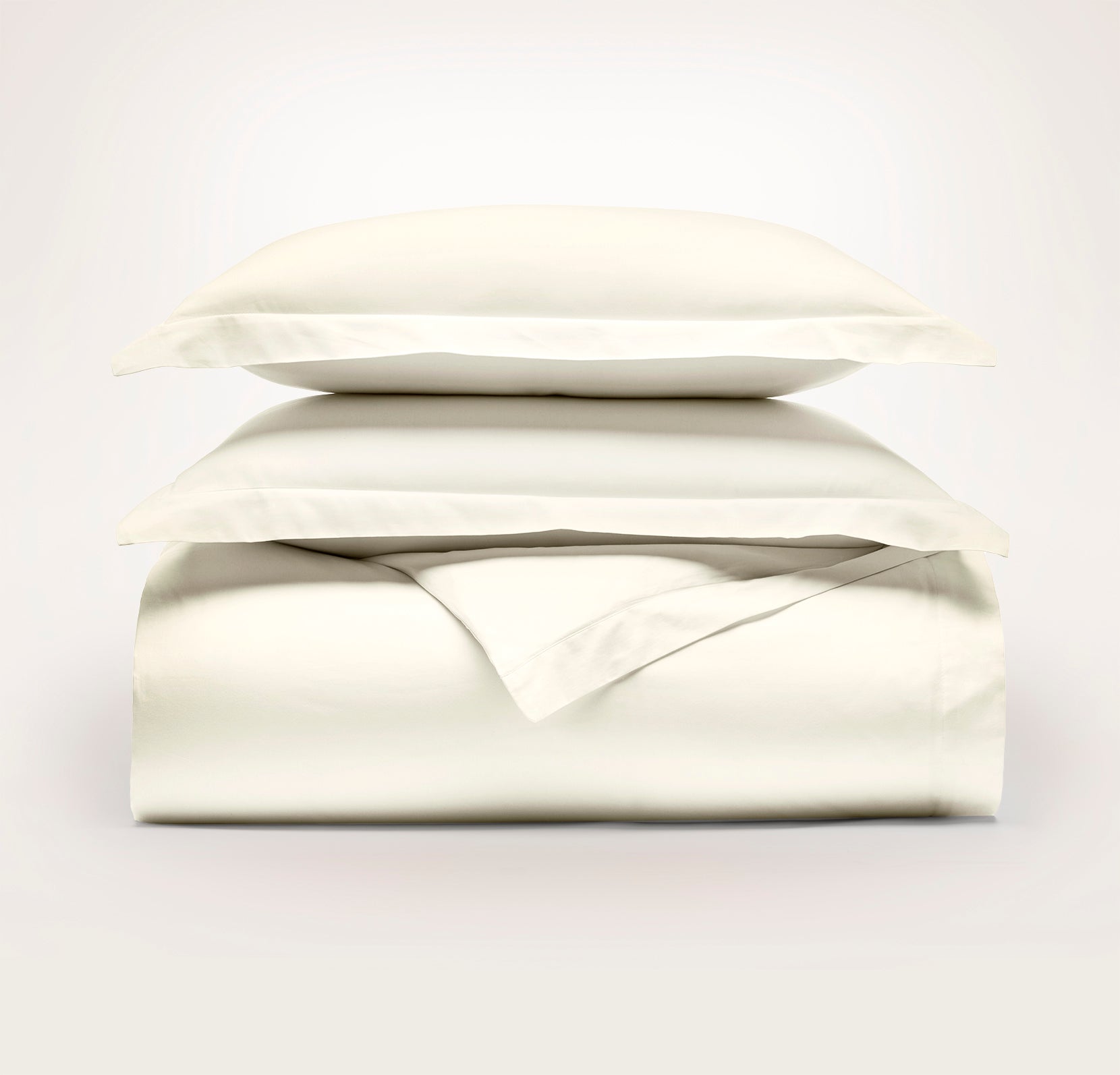 Percale Hemmed Duvet Set - Neutral - view 1