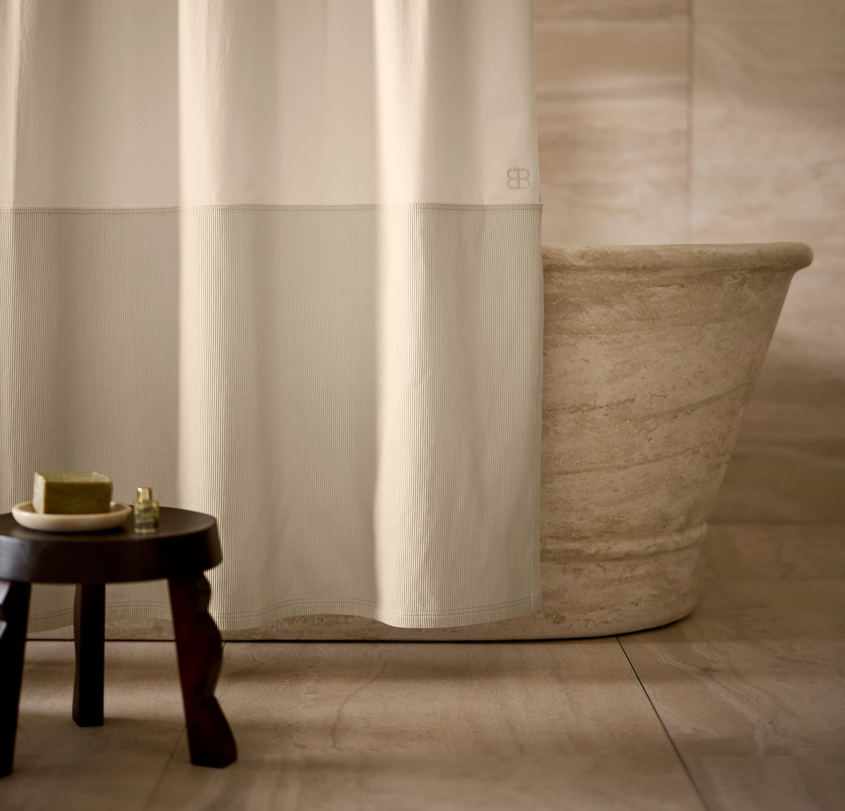 Ottoman Ribbed Shower Curtain - view 1
