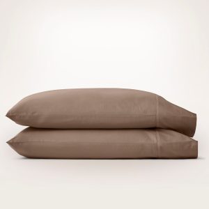 Percale Hemmed Pillowcase Set - Brown - view 1