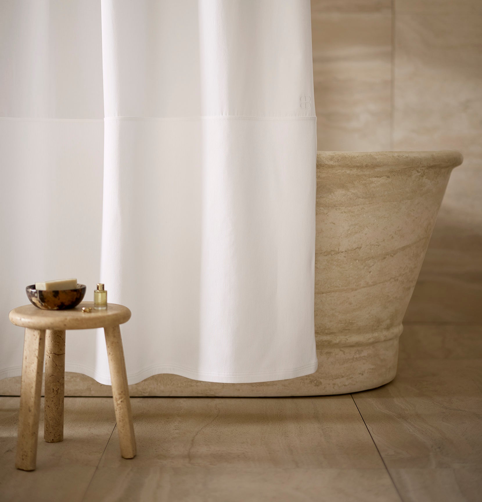 Ottoman Ribbed Shower Curtain - view 1