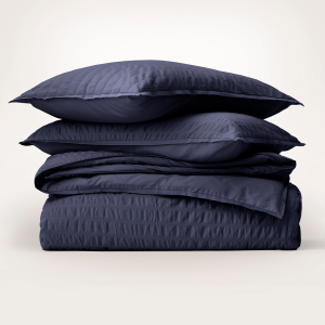 Relaxed Seersucker Duvet Set - Blues - view 1