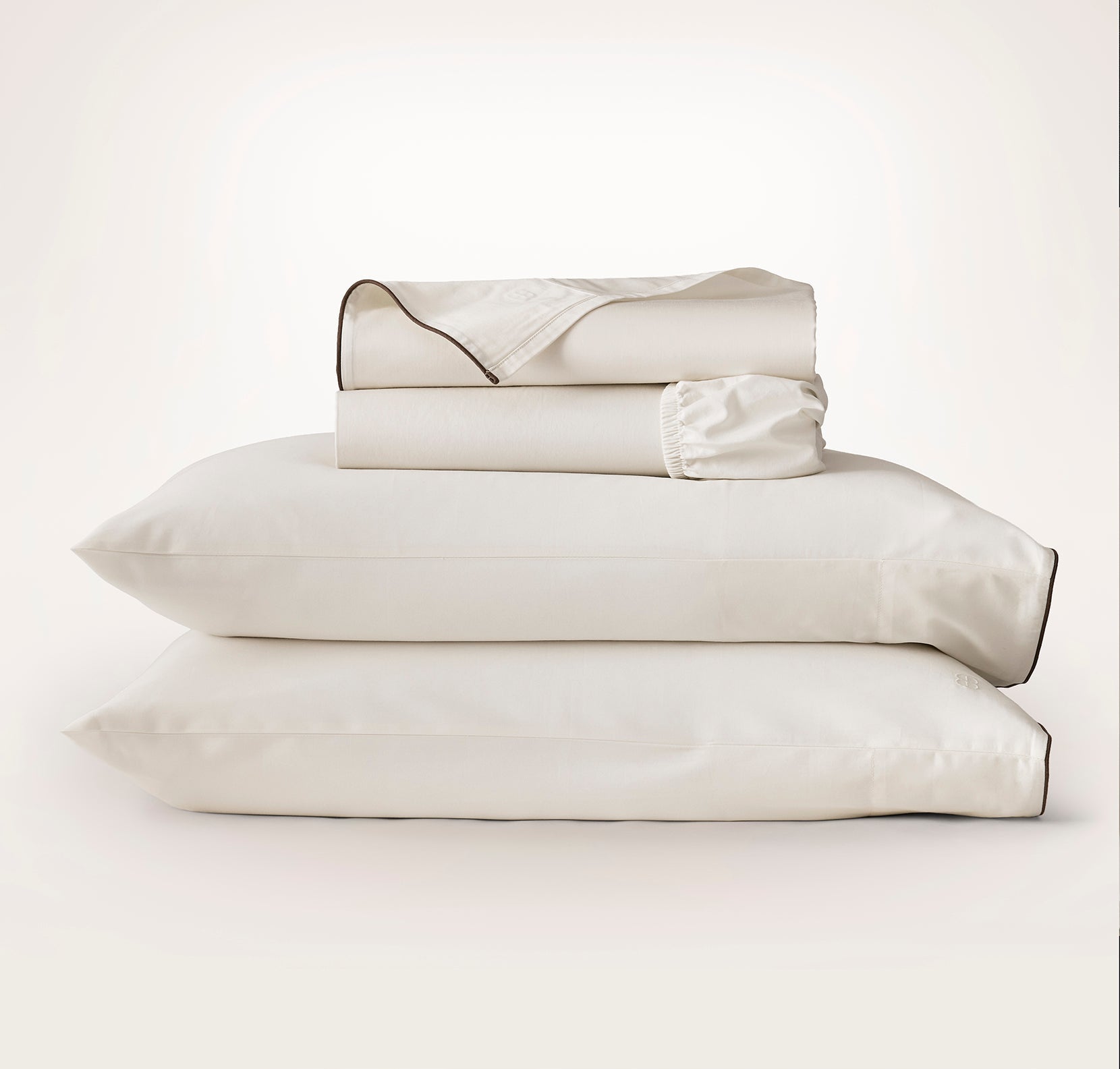 Percale Embellished Sheet Set - Brown - view 1