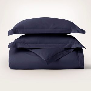Percale Hemmed Duvet Set - Blues - view 1